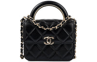 CHANEL Classic Flap CF Lambskin Handbag Shoulder Bag Crossbody Bag Extra Mini Women's Black