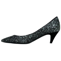 SAINT LAURENT Glitter Irregular Heel High Heels Women's Midnight Green