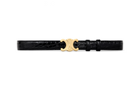 CELINE TRIOMPHE Medium Size Smooth Buckle Leather Belts Women's Black Width: 2.5CM