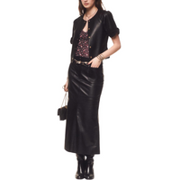 CHANEL Leather Long Skirts Women's Black