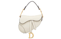 DIOR Saddle Grained Calfskin Saddle Bags One Shoulder Handbags Mini Women's Milk White