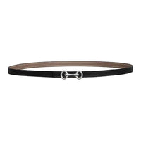 HERMES Calfskin Leather Belts Women's Black Brown Width 1.3CM