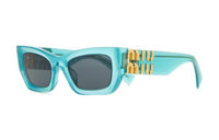MIU MIU Acetate Irregular Shape Sunglasses Women's Blue