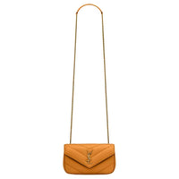 SAINT LAURENT Lambskin Shoulder Bag Mini Women's Orange