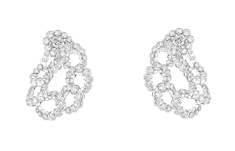 DIOR 18K White Gold Diamonds Earrings Women's Silver