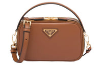 PRADA Leather Shoulder Bag Crossbody Bag Handbag Mini Women's Brown