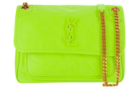 SAINT LAURENT Niki Lambskin Shoulder Bag, Crossbody Bag Medium Size Women's Neon Green