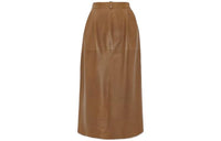 SAINT LAURENT Leather Long Skirts Women's Brown