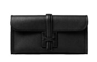 HERMES Jige Elan Swift Leather Handbags Clutches Women's Noir Black