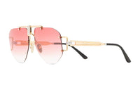 CELINE Acetate Metal Irregular Shape Sunglasses Women's Gold