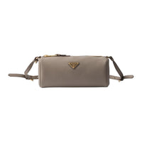 PRADA Cow Leather Shoulder Bag Women's Mud Gray