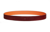 HERMES Double-Sided Design Leather Belts Women's Orange/Red Width: 3.2CM