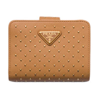PRADA Leather Wallet Women's Natural
