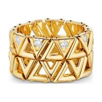 LOUIS VUITTON Lv Volt Mesh Ring Yellow Gold And Diamonds