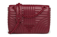 PRADA Cow Leather Shoulder Bag Women's Cherry
