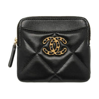 CHANEL 19 Zipped Coin Purse Black AP2086