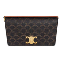 CELINE Triomphe Canvas With Leather Handbag, Shoulder Bag Women's Tawny