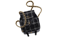 CHANEL 22K Autumn And Winter Wool Twill Velvet Backpack Small Size Women's Black