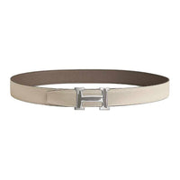 HERMES Calfskin Leather Belts Men's Gray Width 3.2CM