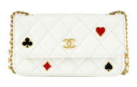 CHANEL Embossed Calfskin With Grains Shoulder Bag Crossbody Bag Regular Women's White