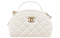 CHANEL Lambskin Bowling Bag Portable Crossbody Bag Shoulder Bag Women's White