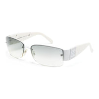 CHANEL Acetate Acetate Rhinestone Rectangular Sunglasses Women's White