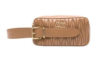 MIU MIU Calfskin Clutch Women's Tan