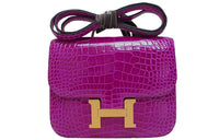 HERMES Constance Crocodile Leather Handheld Crossbody Bag, Shoulder Bag 19 Women's