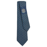 HERMES Mulberry Silk Ties Men's Marine Blue