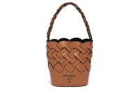 PRADA Leather Bucket Bags Handbags Women's Brown