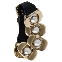 MIU MIU Leather, Calfskin, Metal Wristbands Unisex Gold