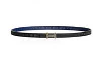 HERMES Two-Tone Design Leather Belts Women's Black/Blue Width 1.3CM