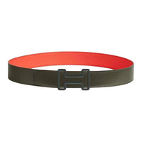 HERMES Leather Leather Belts Unisex Gray Green/Orange Width: 3.8cm