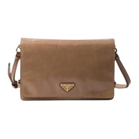 PRADA Calfskin Shoulder Bag Medium Size Women's Khaki