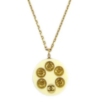 CHANEL 2003 Gold Plated Cc Pendant Necklace