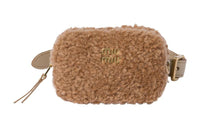 MIU MIU Nappa Leather With Shearling Accents Fanny Pack Mini Women's Caramel Brown