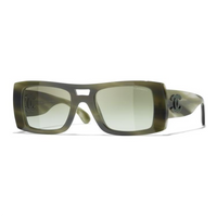 CHANEL Resin Aviator Sunglasses Unisex Green