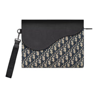 DIOR Cotton With Cow Leather Clutch Unisex Beige & Black