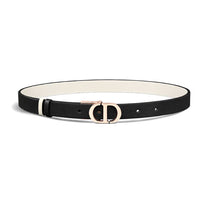 DIOR Calfskin, Brass Leather Belts Women's Black/White Width 2CM