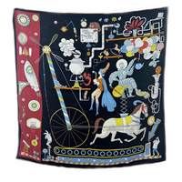 HERMES Mulberry Silk Scarves Unisex Black