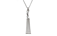 SAINT LAURENT Monogram Textured Tassel Pendant Necklace