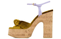SAINT LAURENT Bianca Platform Velvet Sandals Women's