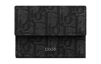 DIOR Knitted Fabric With Cow Leather Patchwork Wallet Men's Black