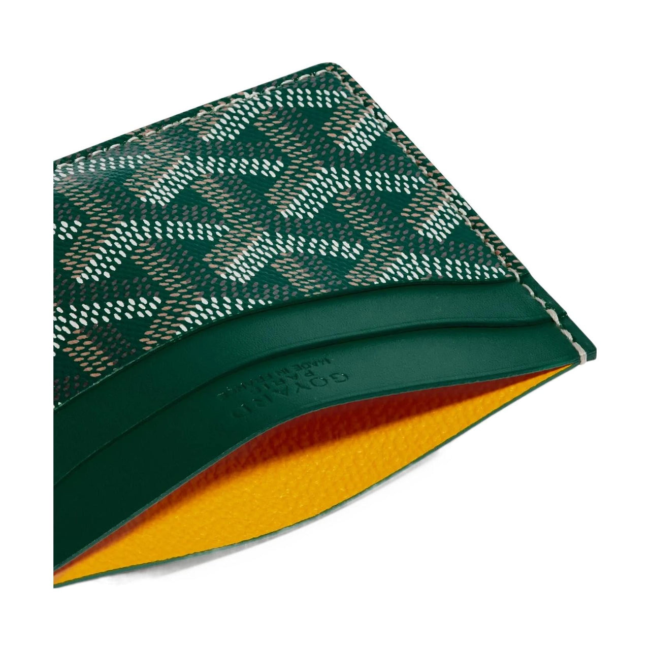 GOYARD Canvas With Calfskin Card Clip Card Holder Unisex Green With Pink And Red Small Heart