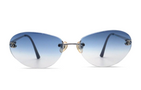 CHANEL Oval Sunglasses Women's Silver