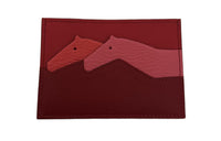 HERMES Cow Leather Card Holder Regular Women's Red