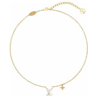 LOUIS VUITTON Rhinestone Necklaces Women's Gold