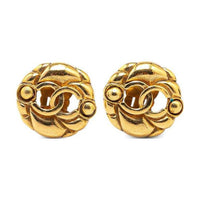 CHANEL 1980-1990 Plated Cc Clip On Earrings Costume Earrings