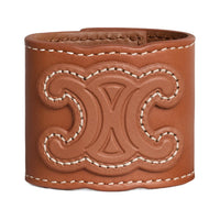 CELINE Triomphe Hair Cuff In Calfskin And Brass With Gold Finish