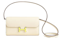 HERMES Constance To Go Epsom Leather Wallet, Handheld Shoulder Bag, Crossbody Bag Women's White Yellow